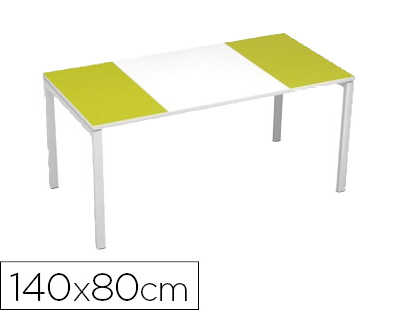 bureau-paperflow-easydesk-140x-80cm-pieds-acier-laqua-blanc-plateau-blanc-vert