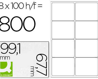 atiquette-adhasive-q-connect-9-9-1x67-7mm-coins-arrondis-imprimante-jet-encre-laser-copieur-bo-te-100-feuilles-800-unita
