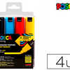 MARQUEUR POSCA PC7M GOUACHE EN CRE INODORE TOUTES SURFACES POINTE LARGE CONIQUE COLORIS NOIR JAUNE BLEU CLAIR ROUGE 4U