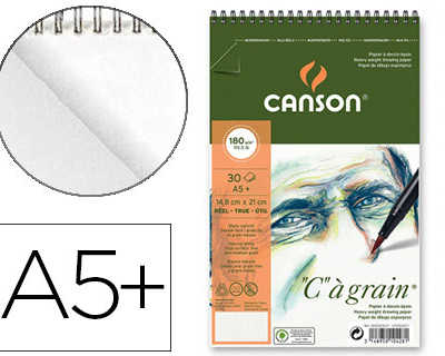 bloc-spirale-canson-c-agrain-croquis-dos-tres-rigide-180g-a5-148x210mm-30f