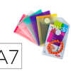 POCHETTE ENVELOPPE TARIFOLD A7 PORTRAIT POLYPROPYLENE TRANSPARENT COLORIS ASSORTIS SACHET 6 UNITAS