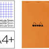 BLOC BUREAU RHODIA A4+ PAPIER VALIN SURFIN COUVERTURE ENDUITE ENVELOPPANTE 210X320MM 80F DATACHABLES 80G 5X5MM ORANGE