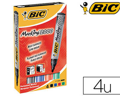 marqueur-bic-permanent-marking-2000-pointe-ogive-traca-2-5mm-corps-plastique-encre-base-alcool-bo-te-4-unitas