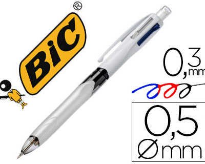 stylo-bille-bic-4-couleurs-3-1-hb-pointe-moyenne-1mm-bleu-noir-rouge-rechargeable-grip-porte-mine-et-2-mines-hb-0-7mm