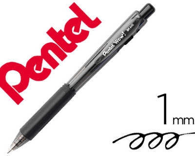 stylo-bille-pentel-wow-pointe-1mm-ratractable-grip-caoutchouc-corps-triangulaire-ergonomique-encre-coloris-noir