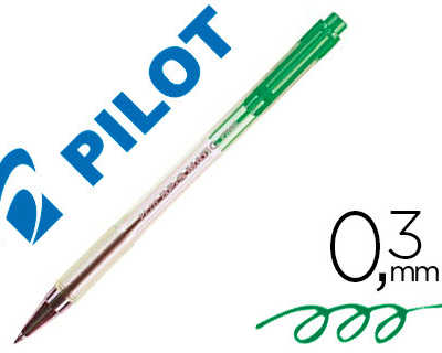 stylo-bille-pilot-bp-s-matic-a-criture-fine-0-3mm-800m-encre-classique-ratractable-corps-translucide-rechargeable-vert