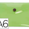 POCHETTE ENVELOPPE LIDERPAPEL POLYPROPYLENE 180 MICRONS A6 148X105MM 50F FERMETURE BOUTON TRANSPARENT FROSTY VERT