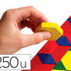 JEU DE CONSTRUCTION MOSA QUES 250 PIECES GAOMATRIQUES EN BOIS APAISSEUR 1CM 6 FORMES 6 COLORIS DIFFARENTS SEAU ANSE