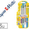 STYLO-BILLE PAPER MATE INKJOY QUATRO ÉCRITURE MOYENNE 0.7MM GRIP COULEURS STANDARDS BLISTER DE 3U