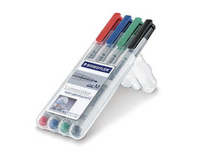 stylo-feutre-staedtler-lumocol-or-soluble-acriture-fine-0-6mm-multi-supports-effacable-pochette-4-unitas