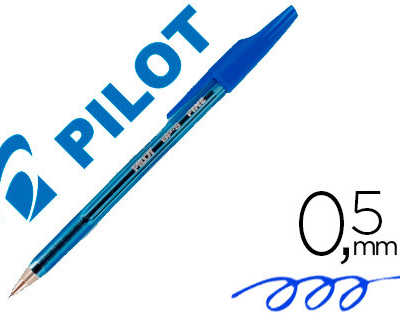 stylo-bille-pilot-bp-s-acritur-e-moyenne-0-5mm-encre-douce-pointe-indaformable-rechargeable-corps-translucide-bleu