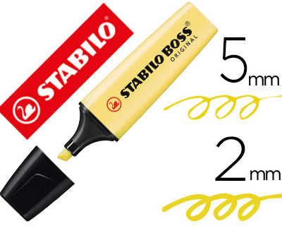 surligneur-stabilo-boss-pastel-traca-2-5mm-pointe-biseautae-encre-universelle-base-eau-rasistante-lumiere-creme-jaune