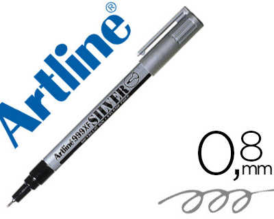 marqueur-artline-permanent-poi-nte-extra-fine-conique-0-8mm-tous-supports-corps-matal-encre-pigmentae-rasiste-eau-argent