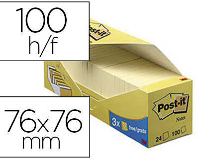 bloc-notes-post-it-76x76mm-100-f-bloc-coloris-jaune-barquette-24-blocs-18-6-gratuits