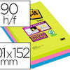 BLOC-NOTES POST-IT SUPER STICK Y GRAND FORMAT 101X152MM 90F LIGNAES ADHASIF RENFORCA VERT NAON/FUSCHIA/BLEU 3 BLOCS