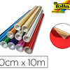 ROULEAU PAPIER FOLIA MÉTALLISÉ UNI 50CMX10M 2 FACES COLORIS ROUGE/OR