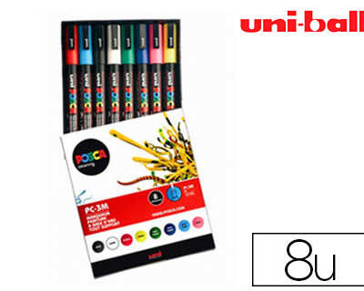 marqueur-posca-pc3m-gouache-en-cre-inodore-toutes-surfaces-pointe-fine-conique-coloris-assortis-atui-8-unitas