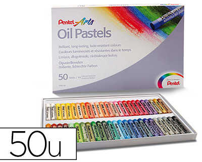 pastel-huile-pentel-corps-rond-enrobage-papier-non-salissant-diametre-8mm-bo-te-50-unitas