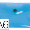 POCHETTE ENVELOPPE LIDERPAPEL POLYPROPYLENE 180 MICRONS A6 148X105MM 50F FERMETURE BOUTON TRANSPARENT FROSTY BLEU