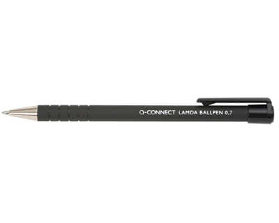 stylo-bille-q-connect-lamda-ra-tractable-acriture-moyenne-0-5mm-pointe-matal-corps-caoutchouc-couleur-encre-noir