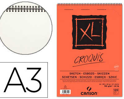 bloc-croquis-canson-xl-spirale-petit-c-ta-micro-perforations-90g-a3-120f