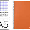 CAHIER SPIRALE LIDERPAPEL SÉRI E PAPER COAT A5 148X210MM 140F 80G/M2 QUADRILLAGE 5MM COIL-LOCK COLORIS ORANGE FROSTY