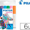 MARQUEUR PILOT PINTOR SET FUN MIX POINTE EXTRA FINE COLORIS NOIR VIOLET TURQUOISE ROSE VERT ORANGE POCHETTE 6 UNITÉS