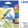 CRAYON COULEUR LYRA TRIPLE ONE 3EN1 TRIANGULAIRE AQUARELLABLE 120MM CRAIE GRASSE MINE 6.25MM DIAMETRE ATUI CARTON 12U