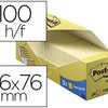 BLOC-NOTES POST-IT 76X76MM 100 F/BLOC COLORIS JAUNE BARQUETTE 24 BLOCS (18+6 GRATUITS)