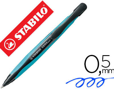 stylo-bille-stabilo-com4ball-r-tractable-rechargeable-bleu