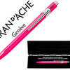 STYLO-BILLE CARAN D'ACHE 849 P OP LINE FLUO ALUMINIUM CLIP HEXAGONAL FLASHY FUCHSIA FLUO ENCRE BLEUE POINTE MOYENNE