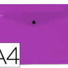 POCHETTE ENVELOPPE LIDERPAPEL POLYPROPYLENE 180 MICRONS A4 297X210MM 50F FERMETURE BOUTON TRANSPARENT FROSTY VIOLET