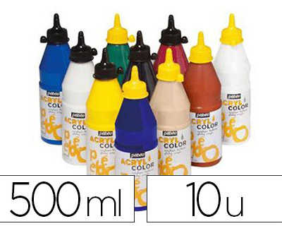 gouache-acrylique-pabao-acrylc-olor-indalabile-couvrante-brillante-tous-supports-assortiment-10-flacons-500ml