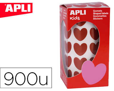 gommette-apli-kids-motif-coeur-20x18mm-coloris-rouge-rouleau-30-feuilles-bo-te-900-unit-s