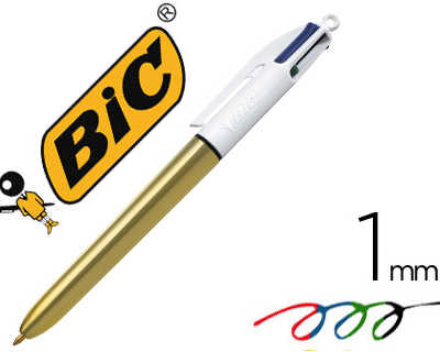 stylo-bille-bic-4-couleurs-shi-ne-pointe-1mm-acriture-moyenne-corps-dora-matallisa-brillant