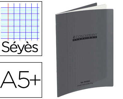 cahier-piqua-conquarant-classi-que-couverture-polypropylene-rigide-transparente-a5-17x22cm-48-pages-90g-sayes-gris