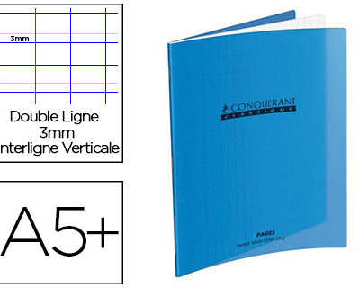 cahier-d-acriture-conquarant-c-lassique-couverture-polypropylene-rigide-17x22cm-32-pages-90g-3-interlignes-coloris-bleu