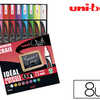 MARQUEUR UNIBALL CRAIE CHALK M ARKER POINTE FINE 2/3MM CRAIE LIQUIDE COULEUR LUMINEUSE POCHETTE 8 UNITAS