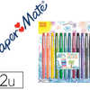 STYLO-FEUTRE PAPER MATE FLAIR ORIGINAL POINTE MOYENNE 1 MM LONGUE DURAE DE VIE POCHETTE 6 COLORIS TROPICAL