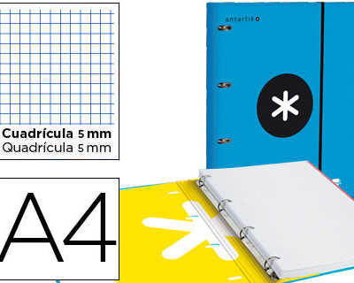 classeur-liderpapel-antartik-4-anneaux-ronds-40mm-a4-carton-remborda-feuillets-mobiles-quadrillage-5mm-coloris-bleu