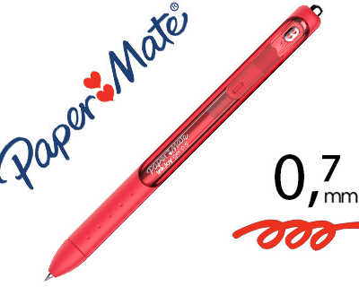 stylo-bille-paper-mate-inkjoy-gel-ratractable-acriture-moyenne-0-3mm-encre-douce-grip-coloris-rouge