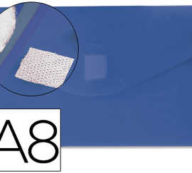 pochette-enveloppe-liderpapel-polypropylene-180-microns-a8-74x52mm-50f-fermeture-bouton-rasistant-transparent-bleu