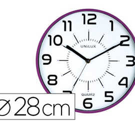 horloge-unilux-pop-quartz-haut-e-pracision-silencieuse-pile-1-5v-aa-fournie-diametre-28-5cm-lisibilita-30-metres-violet
