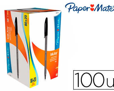 stylo-bille-paper-mate-inkjoy-100-acriture-moyenne-0-5mm-ultra-douce-corps-triangulaire-rasiste-bavures-noir-pack-100u