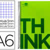 CAHIER SPIRALE LIDERPAPEL SÉRIE THINK A6 10,5X14,8CM 280 PAGES 80G 5X5MM 3 TROUS COIL-LOCK BANDES 4 COULEURS VERT