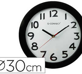 horloge-q-connect-murale-plast-ique-design-actuel-numaros-noirs-fond-blanc-1-pile-aa-non-fournie-diametre-30cm-noir