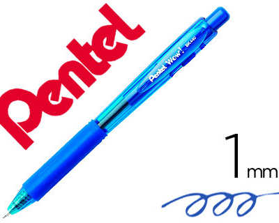 stylo-bille-pentel-wow-pointe-1mm-ratractable-grip-caoutchouc-corps-triangulaire-ergonomique-encre-coloris-bleu