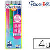 STYLO-BILLE PAPER MATE INKJOY GEL RATRACTABLE ACRITURE MOYENNE 0.7MM ENCRE DOUCE GRIP ASSORTIS FUN POCHETTE 4 UNITAS