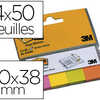 MARQUE-PAGES POST-IT PAPIER NO TES MARKERS 20X38MM COLORIS NAON LOT 4 BLOCSX100F