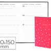 AGENDA QUO VADIS WEEKLY SMALL MULTILINGUE 100X150MM SEMAINIER RELIURE COUSUE COLORIS IRIS POIS ROSE